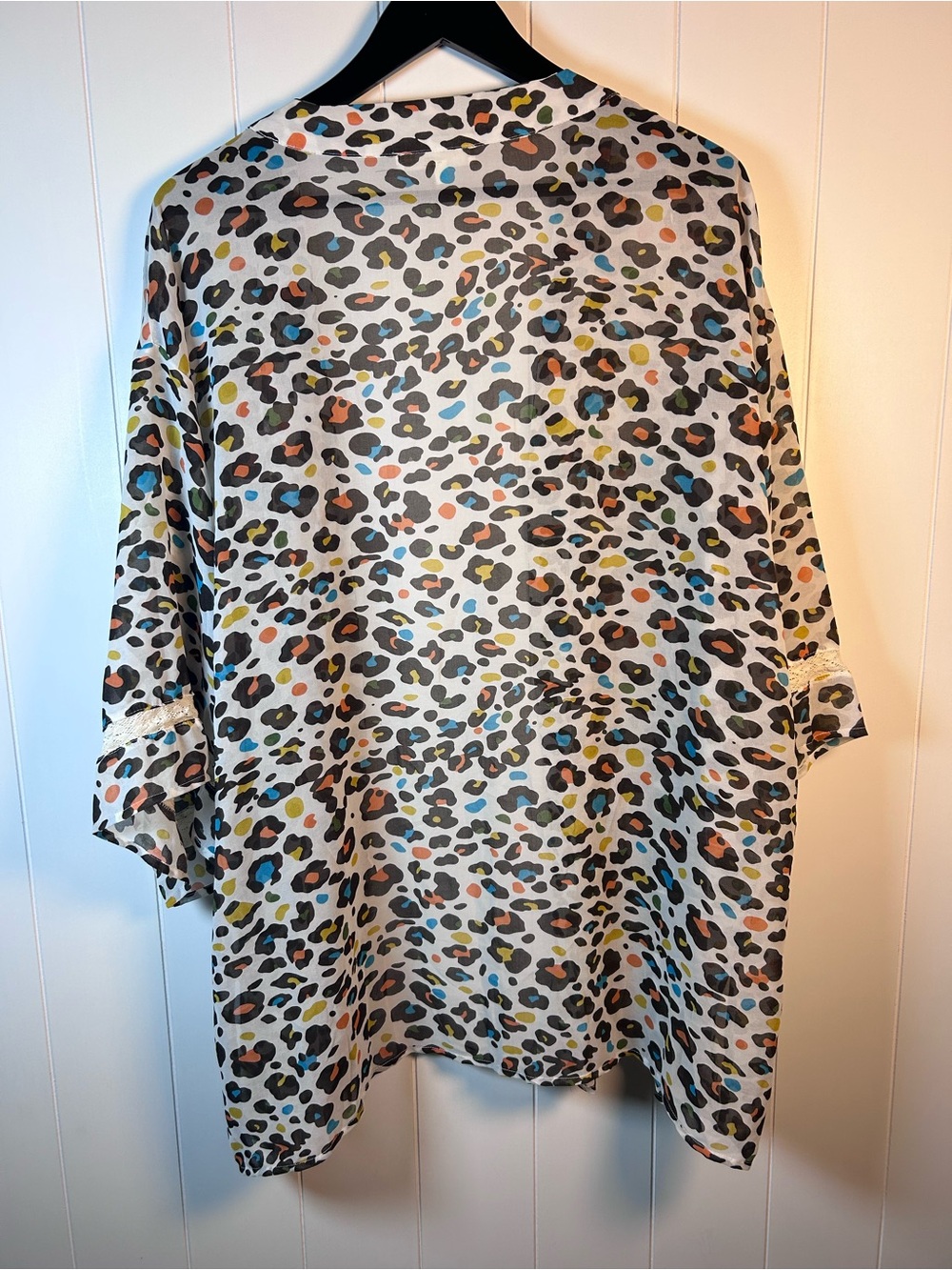 Andree by Unit Multicolor Leopard Print Kimono Cardigan Size Large - Picture 4 of 7